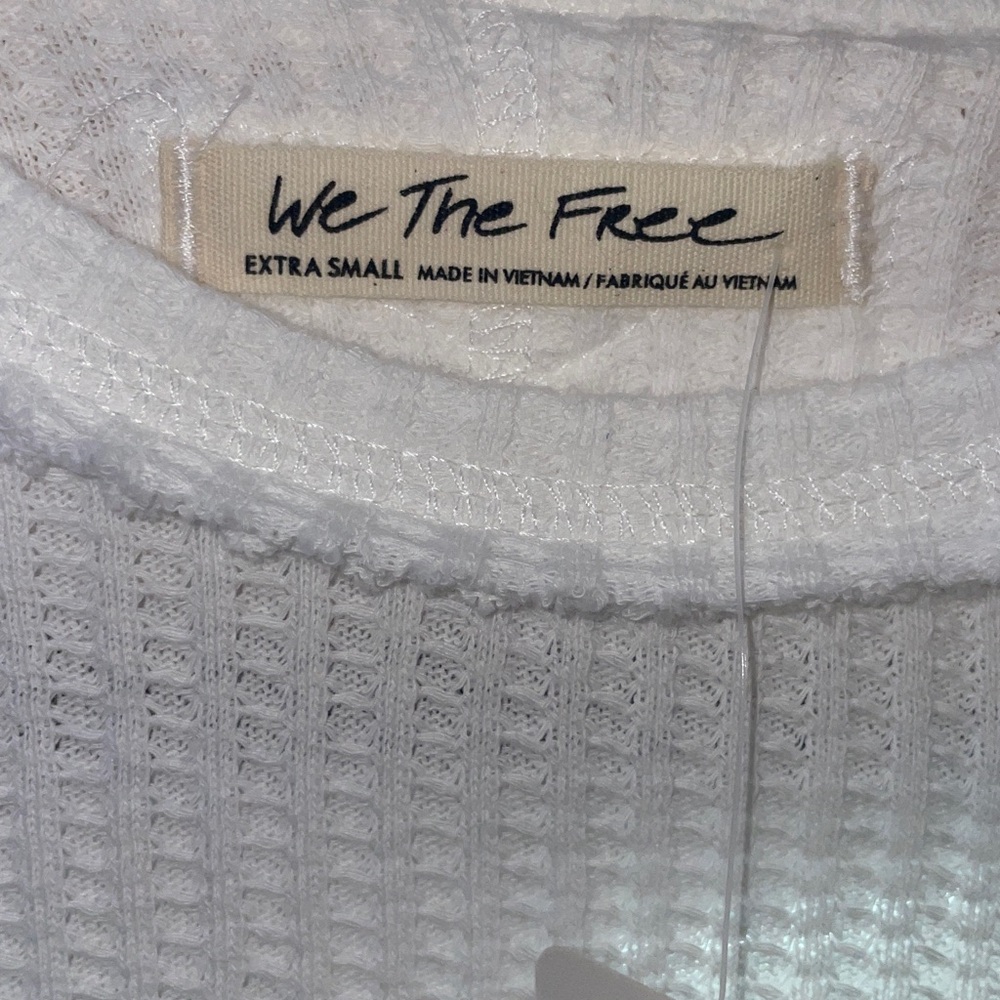 Free People We The Free Roll With It Waffle Knit Top White XS NWT - Picture 3 of 9